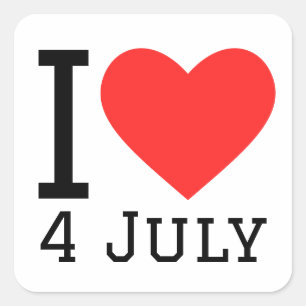 Ik hou van 4 juli vierkante sticker