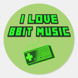 Ik hou van 8-bits muziek groene retro digitale kun ronde sticker