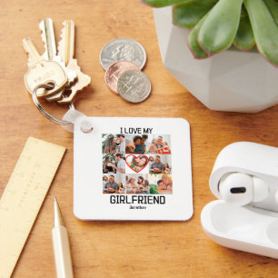 Ik hou van Aangepast Vriendin 9 Fotocollage Sleutelhanger