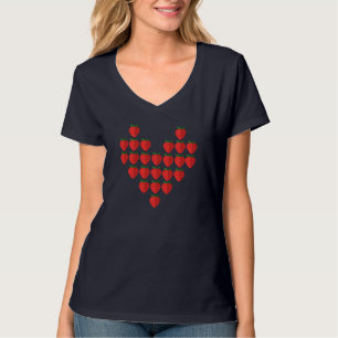 Ik hou van aardbeien bessen hart fruit kunst t-shirt