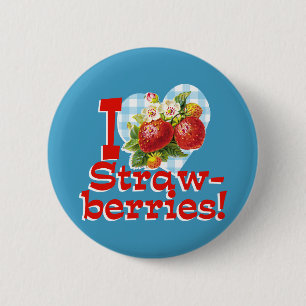 Ik hou van aardbeien ronde button 5,7 cm