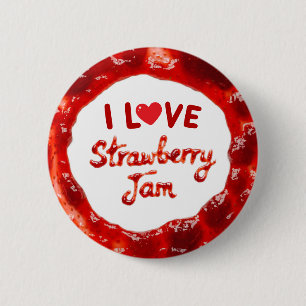Ik hou van aardbeienjam ronde button 5,7 cm