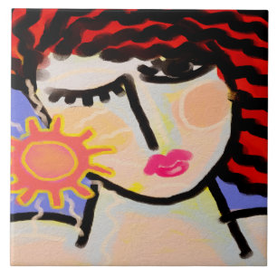 Ik hou van Abstracte digitale zonschilderijen Tegeltje