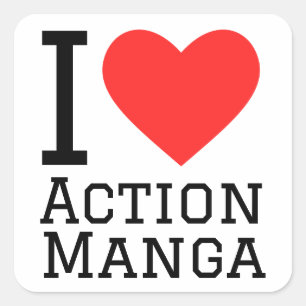 Ik hou van actie manga vierkante sticker