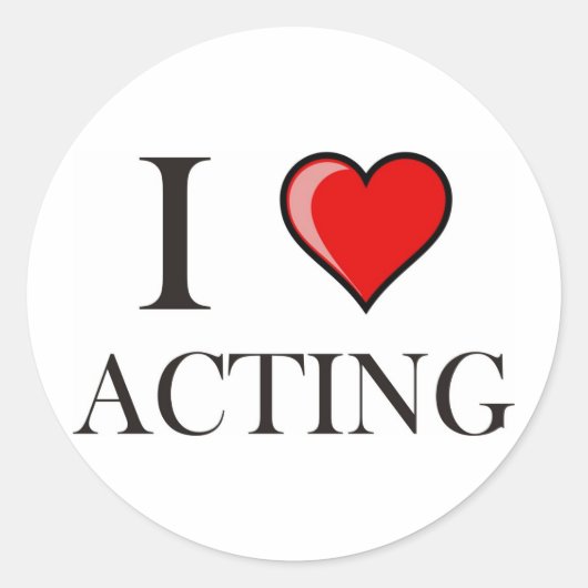 Ik hou van Acting Ronde Sticker (Voorkant)