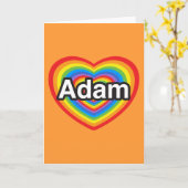 Ik hou van Adam. Ik hou van je Adam. Hart Kaart (Gele Bloem)