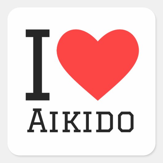 Ik hou van aikido vierkante sticker (Voorkant)