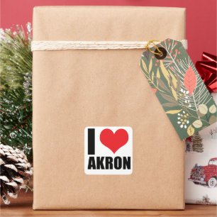 Ik hou van Akron Vierkante Sticker