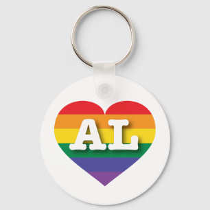 Ik hou van Alabama - Gay Pride Rainbow Heart Sleutelhanger