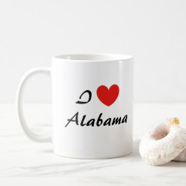 Ik hou van Alabama hart typografie koffie Mok