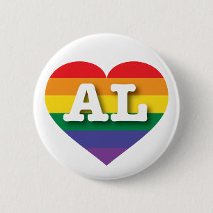 Ik hou van Alabama Rainbow Heart Ronde Button 5,7 Cm