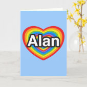 Ik hou van Alan. Ik hou van je Alan. Hart Kaart (Gele Bloem)
