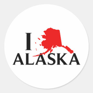 Ik hou van Alaska - Ik hou van AK State Ronde Sticker