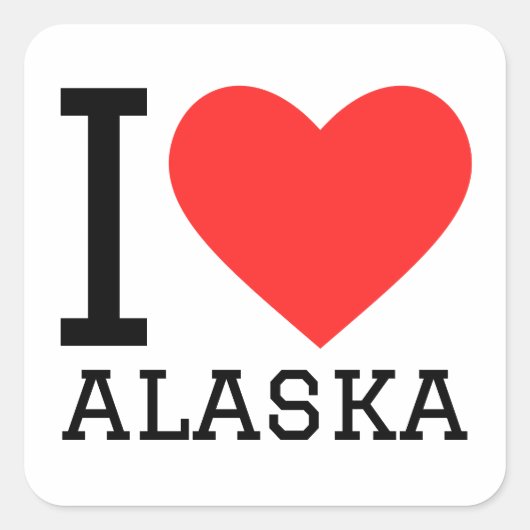 Ik hou van Alaska Vierkante Sticker (Voorkant)