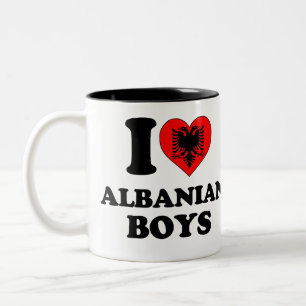 Ik hou van Albanese jongens Tweekleurige Koffiemok