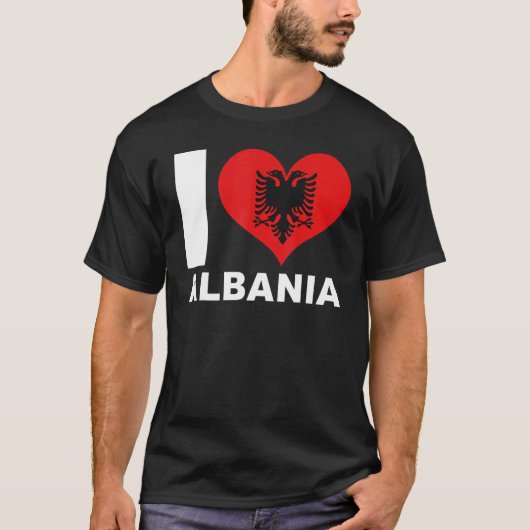 Ik hou van Albanië als hartvlag Albanië T-shirt (Voorkant)