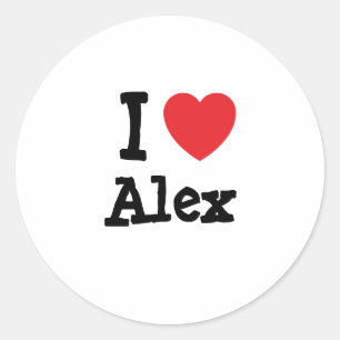 Ik hou van Alex hart op maat Ronde Sticker