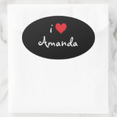 Ik hou van Amanda Ovale Sticker (Tas)