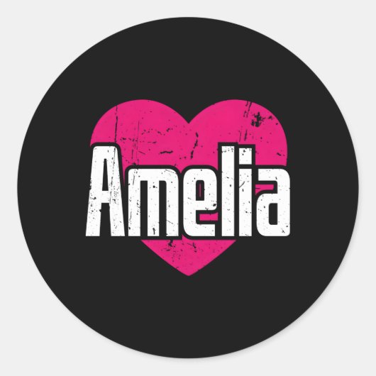Ik hou van Amelia voornaam Ik ben Amelia Ronde Sticker (Voorkant)