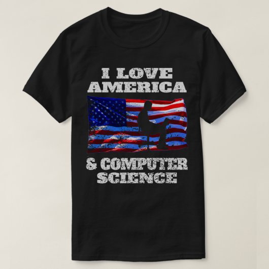 Ik hou van Amerika en computerwetenschappen T-shirt (Design voorkant)