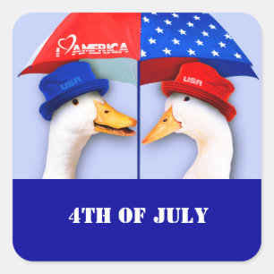 Ik hou van Amerika. Funny Ducks 4 juli Vierkante Sticker