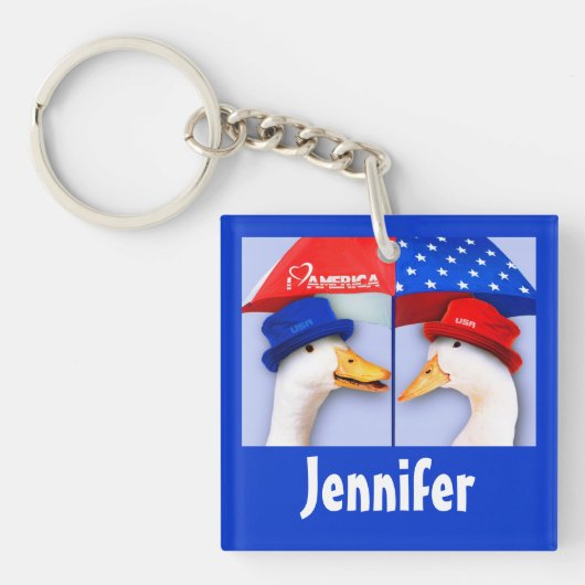 Ik hou van Amerika. Funny Ducks | Cadeaucode voor Sleutelhanger (Voorkant)