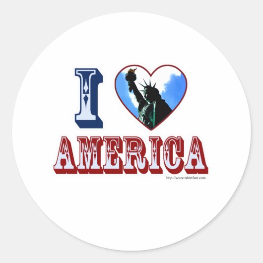 Ik hou van Amerika Ronde Sticker (Voorkant)