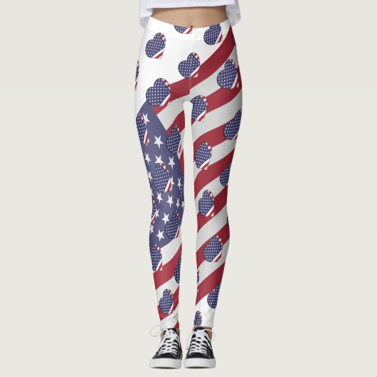 Ik hou van Amerikaanse sterren en stapes Funny Leggings (Voorkant)