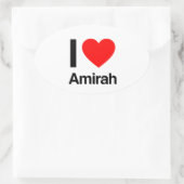 ik hou van amirah ovale sticker (Tas)