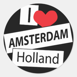 Ik hou van Amsterdam Holland Ronde Sticker