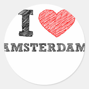 Ik hou van Amsterdam Ronde Sticker