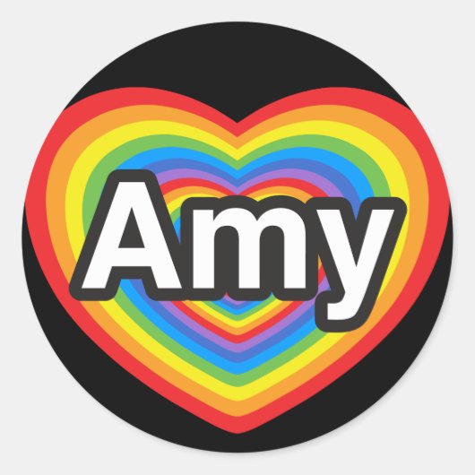 Ik hou van Amy. Ik hou van je Amy. Hart Ronde Sticker (Voorkant)