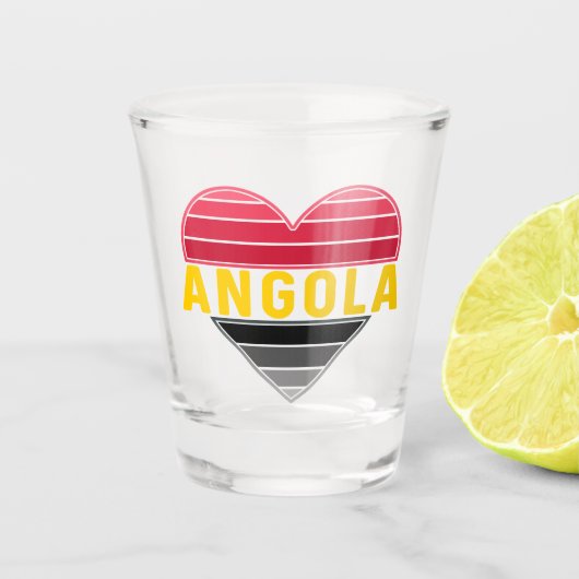 Ik hou van Angola, Angolese hartvlagkleuren Shot Glas (Voorkant)