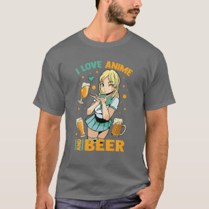 Ik hou van anim en bier - Cute Kawaii - Manga Otak T-shirt