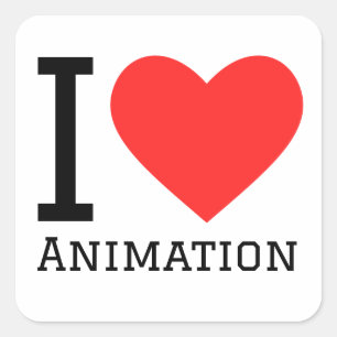 Ik hou van animatie vierkante sticker