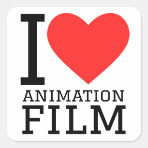 Ik hou van animatiefilms vierkante sticker