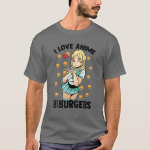 Ik hou van Anime en Burgers - Cute Kawaii - Manga  T-shirt