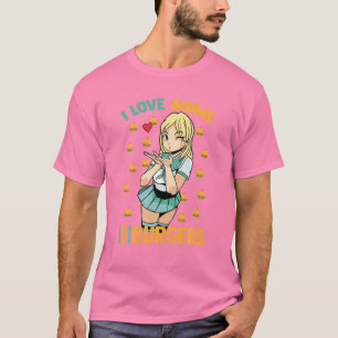 Ik hou van Anime en Burgers - Cute Kawaii - Manga  T-shirt