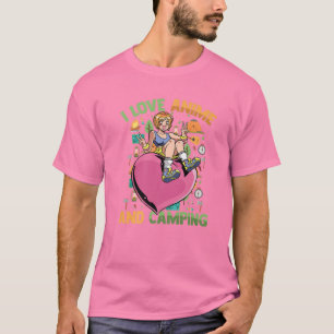 Ik hou van anime en kamperen - klauter Kawaii Hear T-shirt