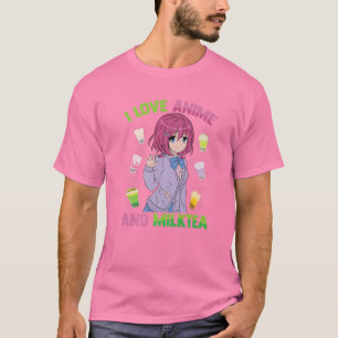 Ik hou van Anime en Melk Tea - Kawaii Otaku - Cute T-shirt