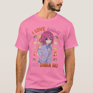 Ik hou van Anime en Shiba Inu - Kawaii Otaku - Cut T-shirt