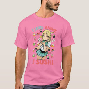 Ik hou van Anime en Sushi - Cute Kawaii - Manga Ot T-shirt