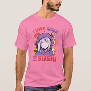 Ik hou van Anime en Sushi - Kawaii Blushing Otaku  T-shirt