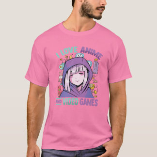 Ik hou van Anime en Video Games - Kawaii Blushing  T-shirt