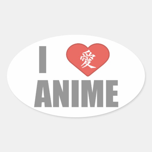 Ik hou van Anime Ovale Sticker (Voorkant)