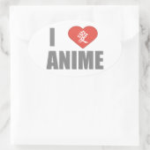 Ik hou van Anime Ovale Sticker (Tas)