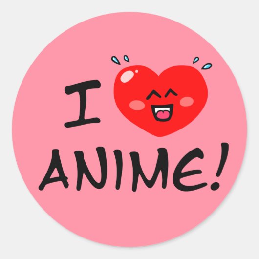 Ik hou van Anime Ronde Sticker (Voorkant)