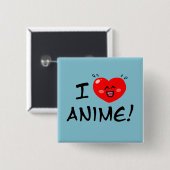 Ik hou van Anime Vierkante Button 5,1 Cm (Voorkant /achterkant)