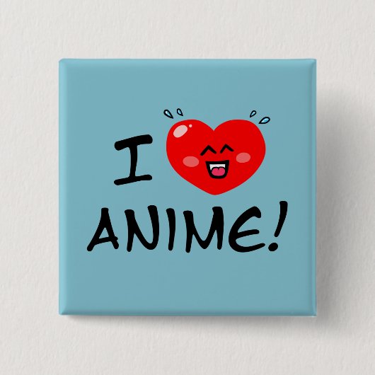 Ik hou van Anime Vierkante Button 5,1 Cm (Voorkant)