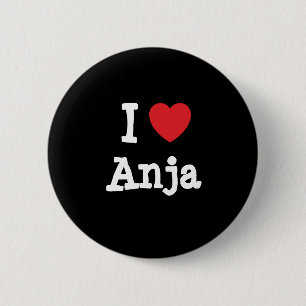 Ik hou van Anja hart T-Shirt Ronde Button 5,7 Cm